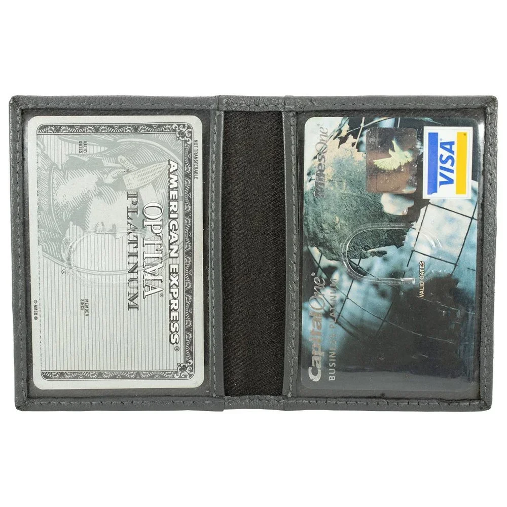 Genuine Leather Credit Crad Case Men Slim Wallet Gray Mini Bifold ID Gift